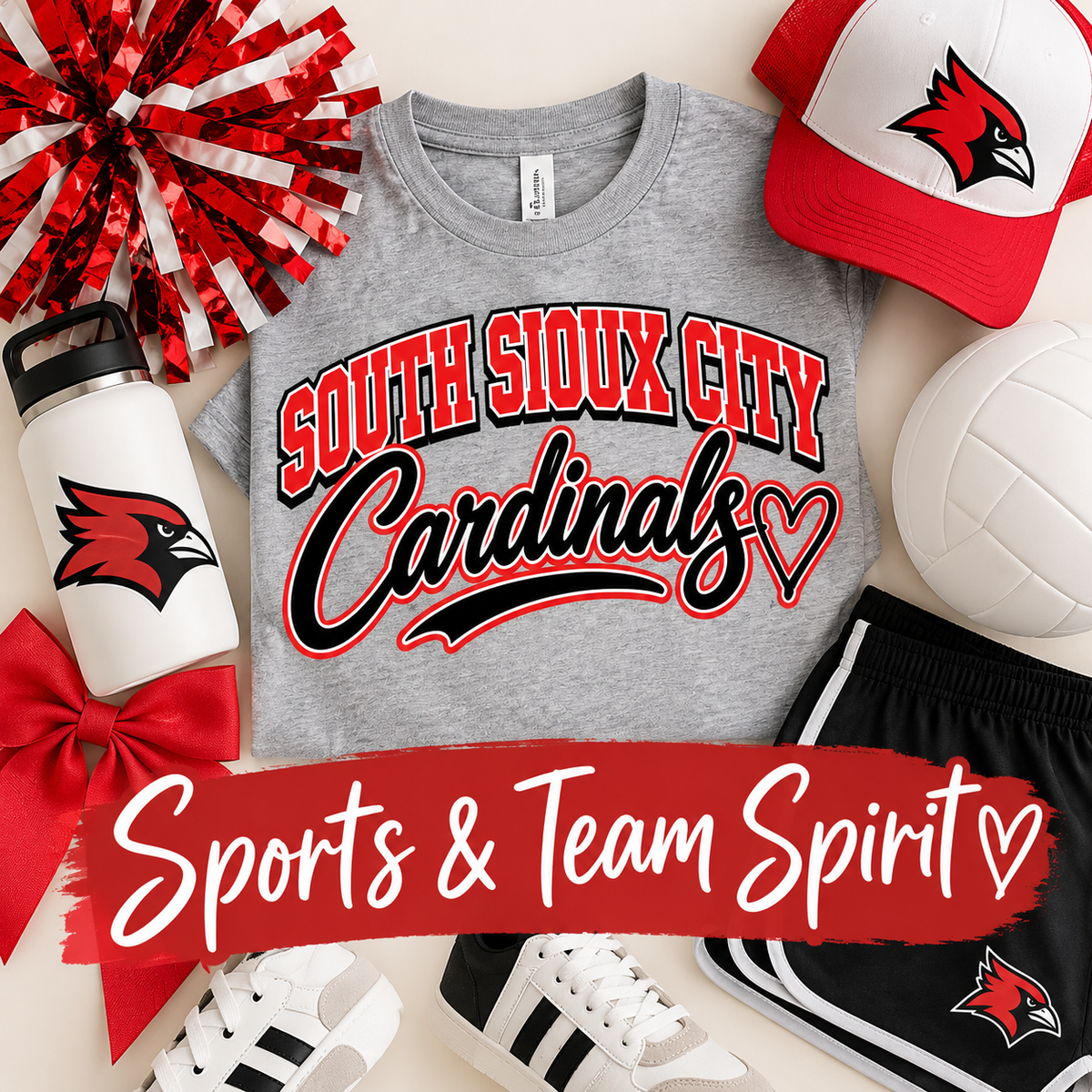 Sideline Co. Sports & Team Spirit category cover with Cardinals fan apparel on a warm ivory background