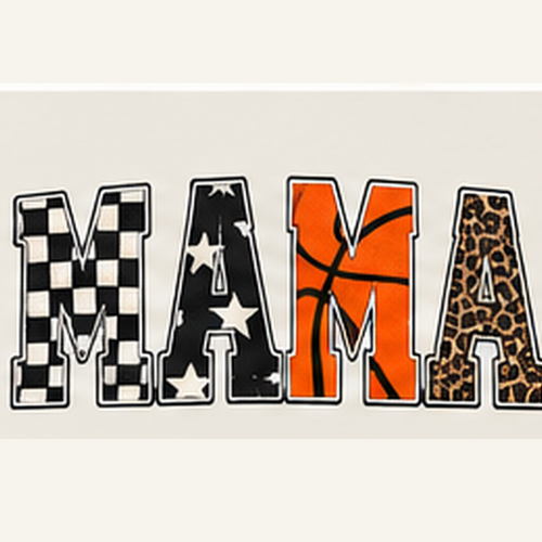 Close-up of the Basketball Mama design