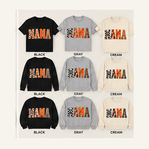 Enlarged Basketball Mama T-shirt and crewneck color options